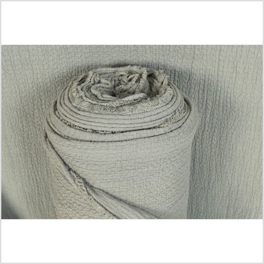 Grey green mist, quilted and crinkled, 2-ply, heavy-weight, textured cotton fabric, natural Thailand fabric by the yard PHA223