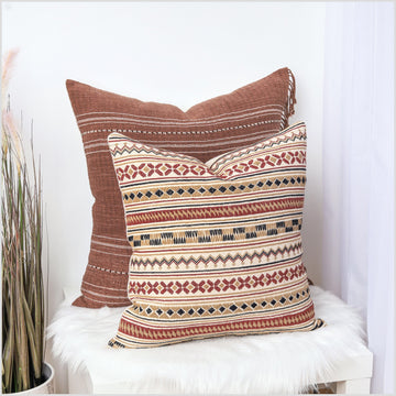Hand embroidery tribal ethnic Akha pillow, traditional textile design, 18