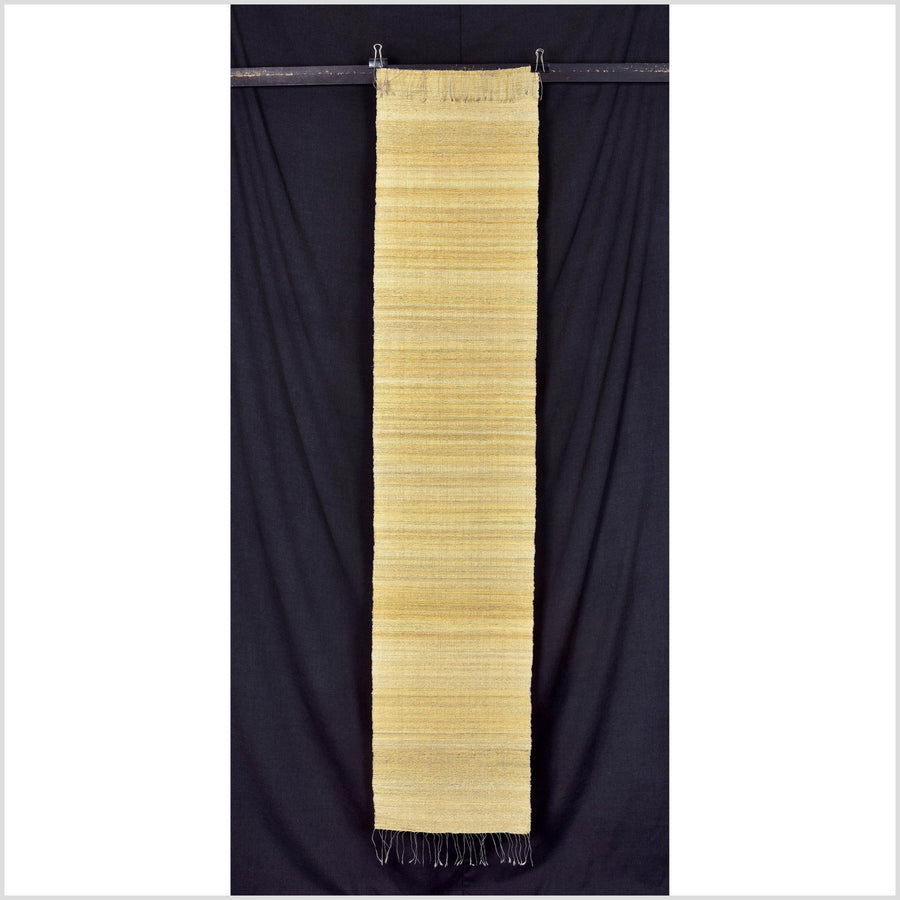 Handwoven golden 100% raw silk table runner bed footer, Laos tapestry textile, rustic natural silk color boho ethnic wall art decor RB91