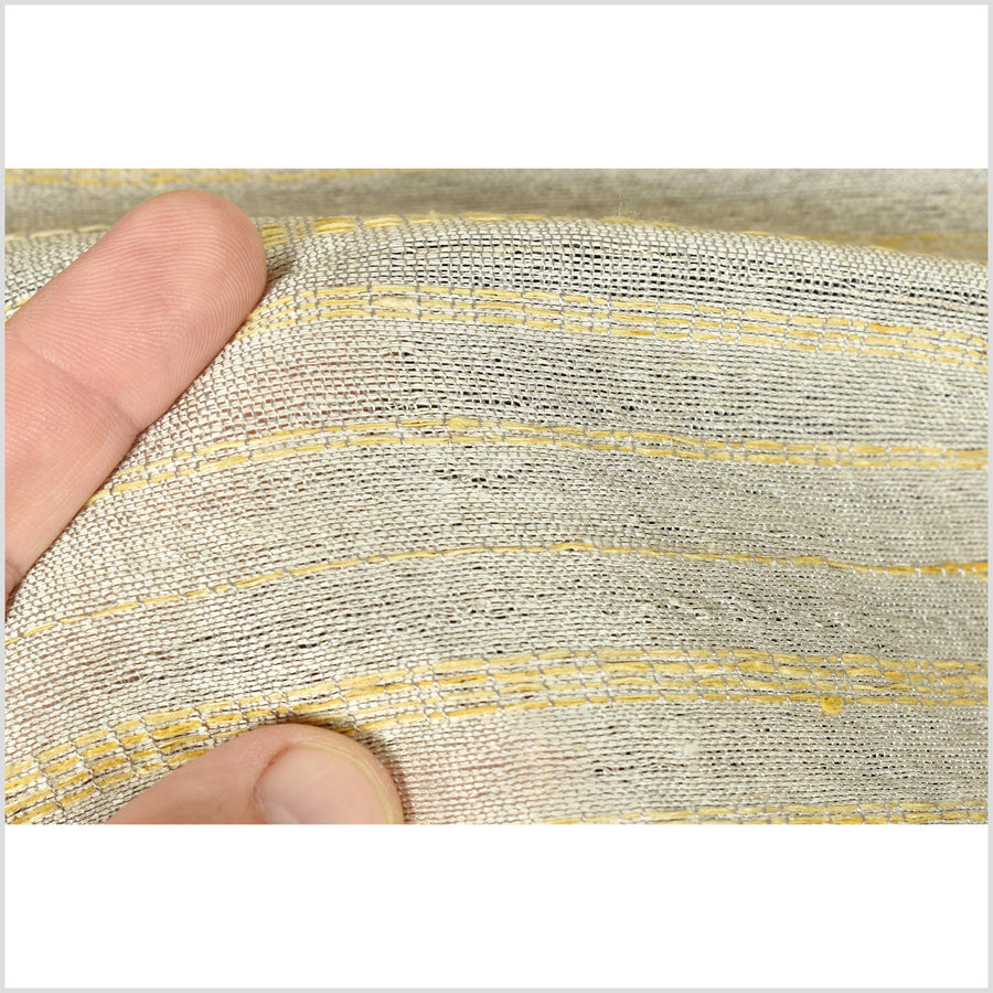 Handwoven gray gold 100% raw silk table runner bed footer, Laos tapestry textile, rustic natural silk color boho ethnic wall art decor RB92