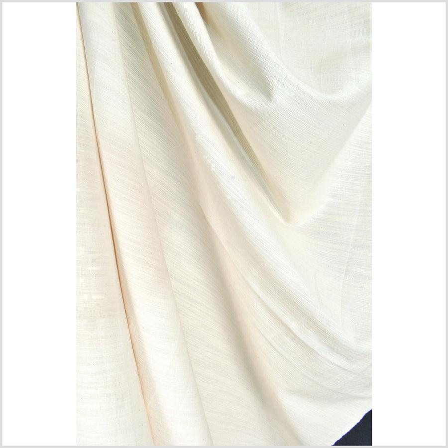 Handwoven, ivory white, 100% cotton neurtral earth tone fabric, medium-weight, per yard PHA93