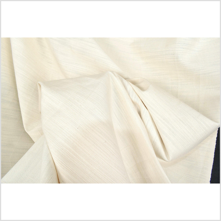Handwoven, ivory white, 100% cotton neurtral earth tone fabric, medium-weight, per yard PHA93