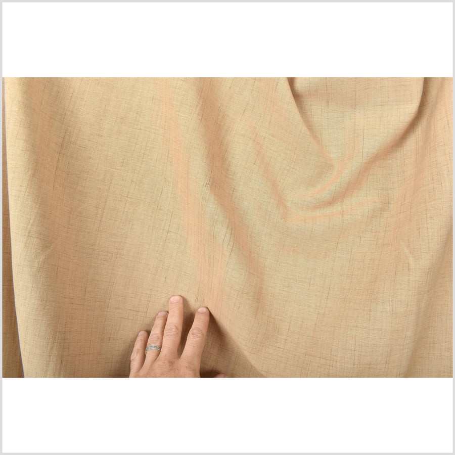 Handwoven natural dye 100% cotton neutral khaki earthtone fabric, lightweight, per yard PHA129