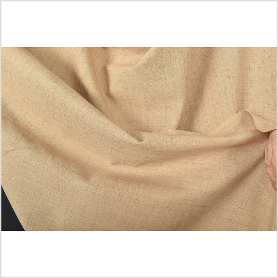 Handwoven natural dye 100% cotton neutral khaki earthtone fabric, lightweight, per yard PHA129
