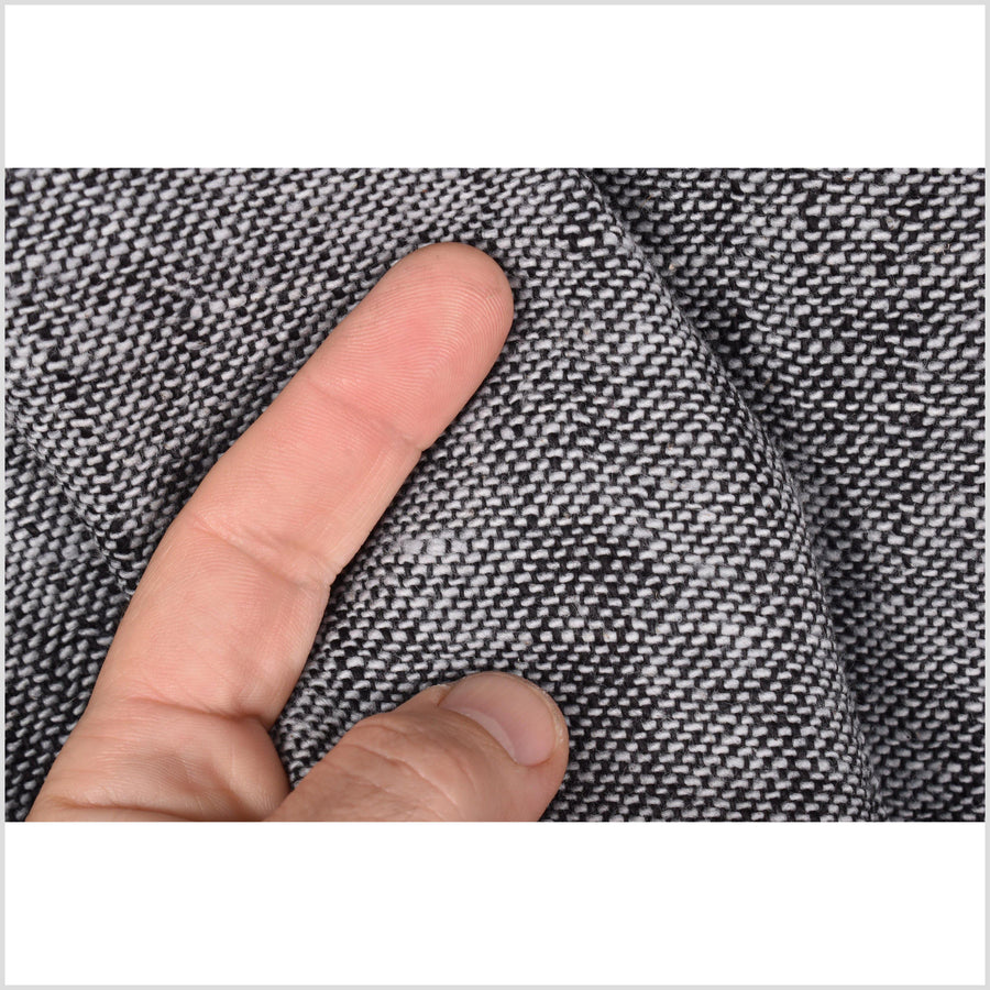 Handwoven, organic dye, 100% cotton gray and black melange fabric, medium-weight, per yard PHA141