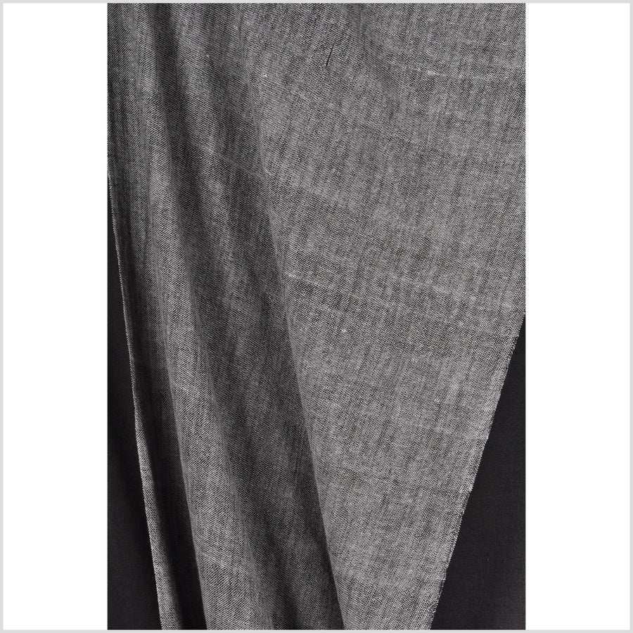 Handwoven, organic dye, 100% cotton gray and black melange fabric, medium-weight, per yard PHA141