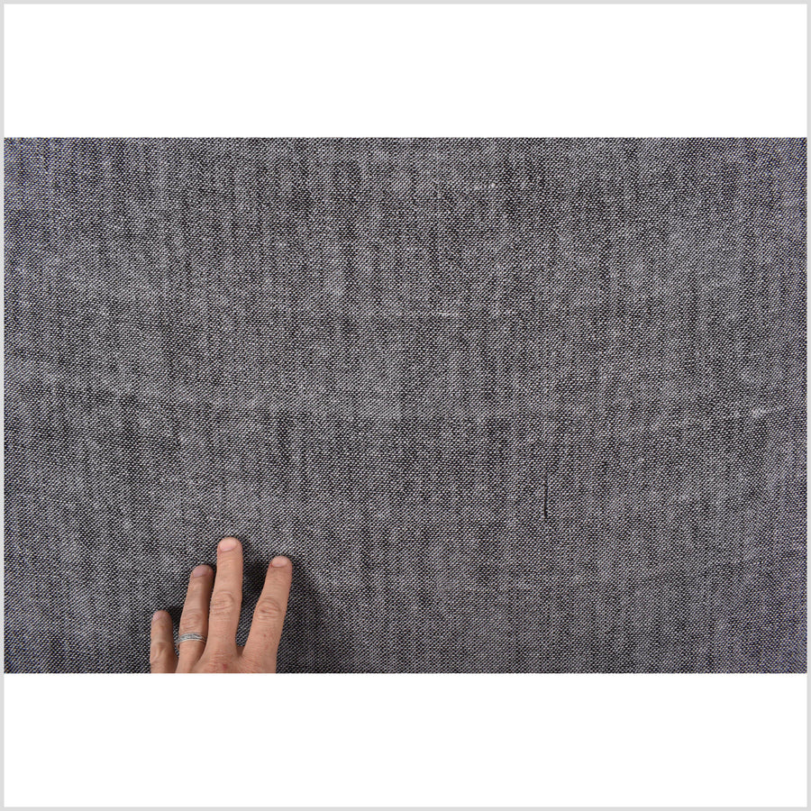 Handwoven, organic dye, 100% cotton gray and black melange fabric, medium-weight, per yard PHA141