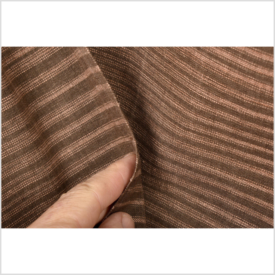 Handwoven organic dye 100% cotton multi brown tiger-striped pattern fabric, light-weight, per yard PHA131