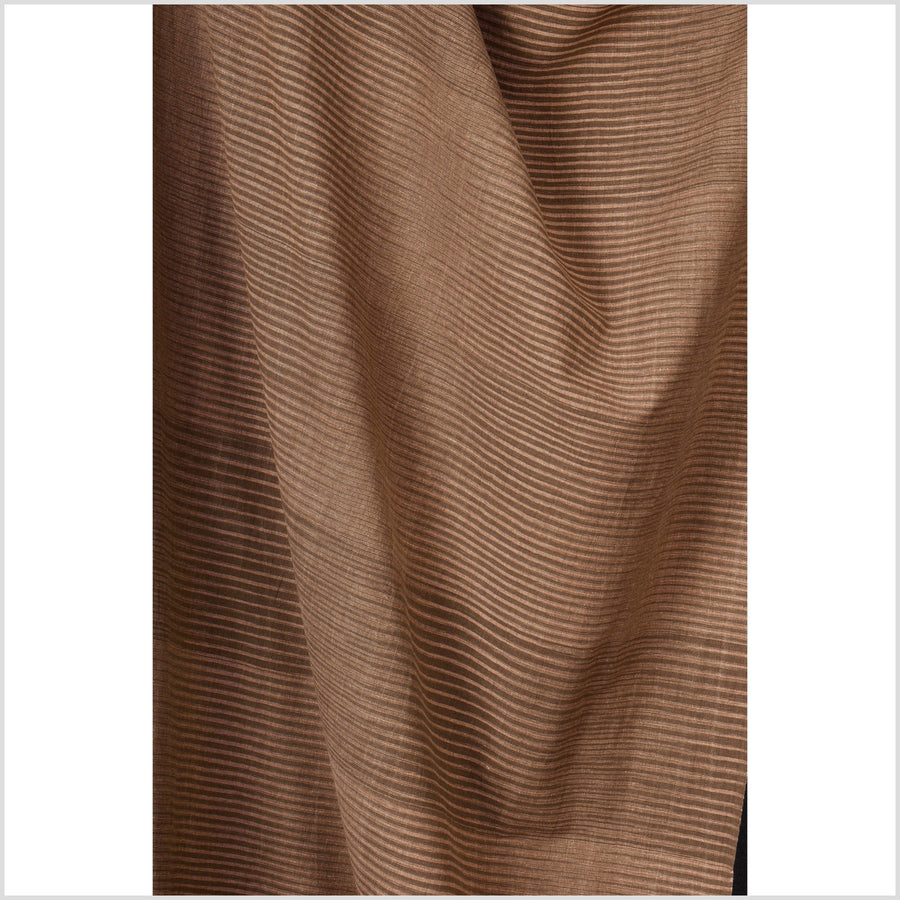 Handwoven organic dye 100% cotton multi brown tiger-striped pattern fabric, light-weight, per yard PHA131