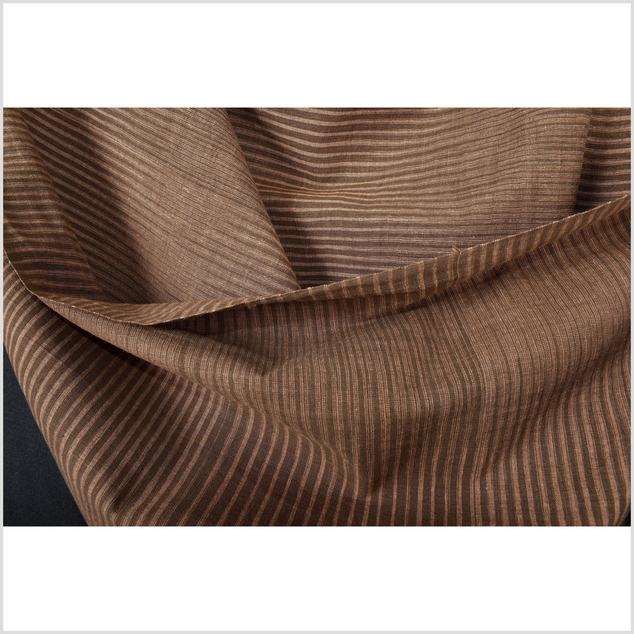 Handwoven organic dye 100% cotton multi brown tiger-striped pattern fabric, light-weight, per yard PHA131