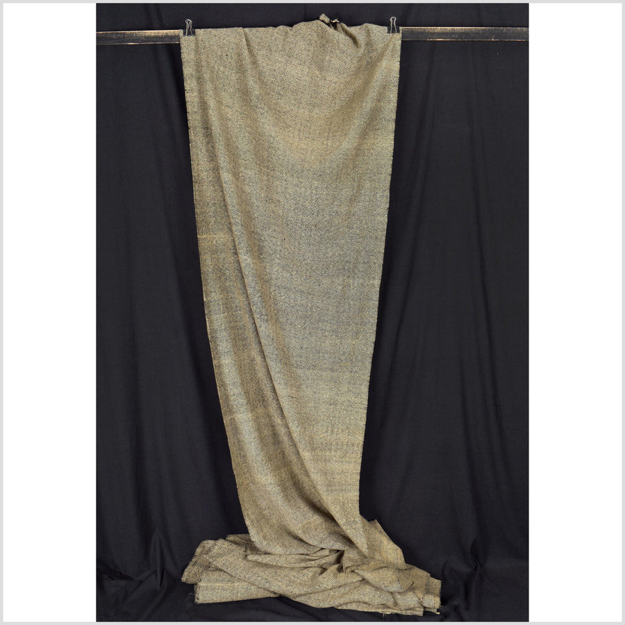 Handwoven, organic dye, 100% cotton, neutral sepia tan beige and black thick weave fabric, medium-weight, per yard PHA105