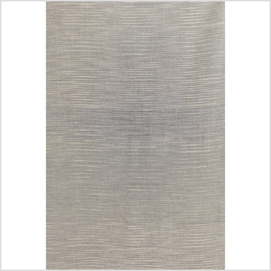 Handwoven, organic dye, 100% cotton warm off-white and gray striped fabric, medium-weight, per yard PHA87