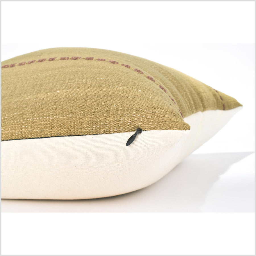 Handwoven tribal cotton pillowcase, khaki olive brown natural dye square cushion, decorative 19 inch throw pillow QQ36 QQ38