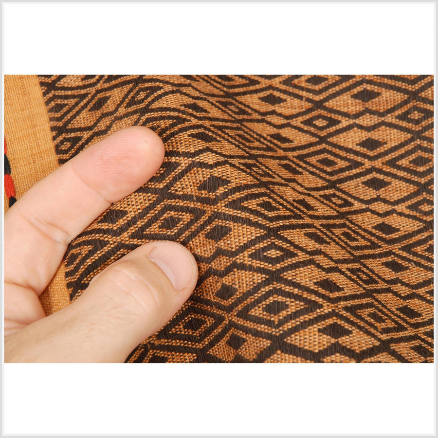 Hemp Chin Naga tribal textile black orange Asian home decor boho fabric cotton tiger hand woven table placemat ethnic wall art tapestry NV44
