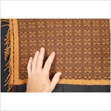 Hemp Chin Naga tribal textile brown orange Asian home decor boho fabric cotton tiger hand woven table placemat ethnic wall art tapest NV42