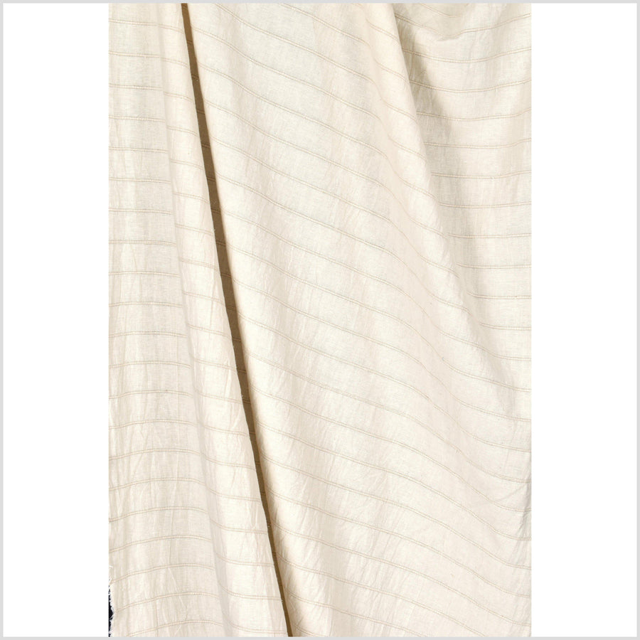 Hemp, linen, and cotton corded fabric in neutral beige/off-white -ivory- per yard PHA54