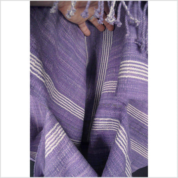 Hmong boho fabric ethnic tribal textile Thailand throw fabric natural dye white purple stripe hilltribe Karen pillow cotton cloth CB66