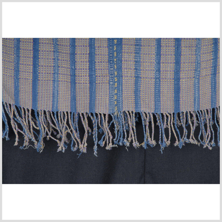 Hmong fabric ethnic tribal textile hilltribe Thai throw natural organic dye blue purple yellow gray Karen boho pillow home decor 38 XC93