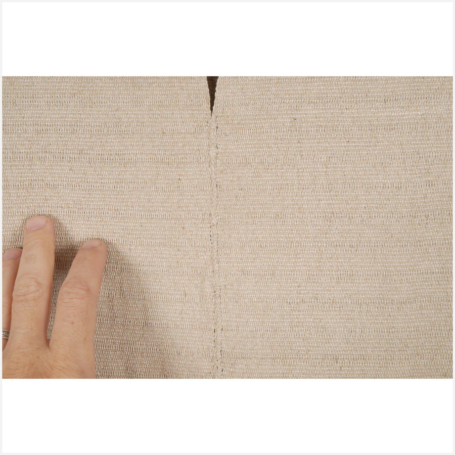 Hmong fabric hemp pillow supply handwoven Karen shirt neutral natural heavy tribal ethnic clothing boho cloth hand stitching unbleached textile CD10