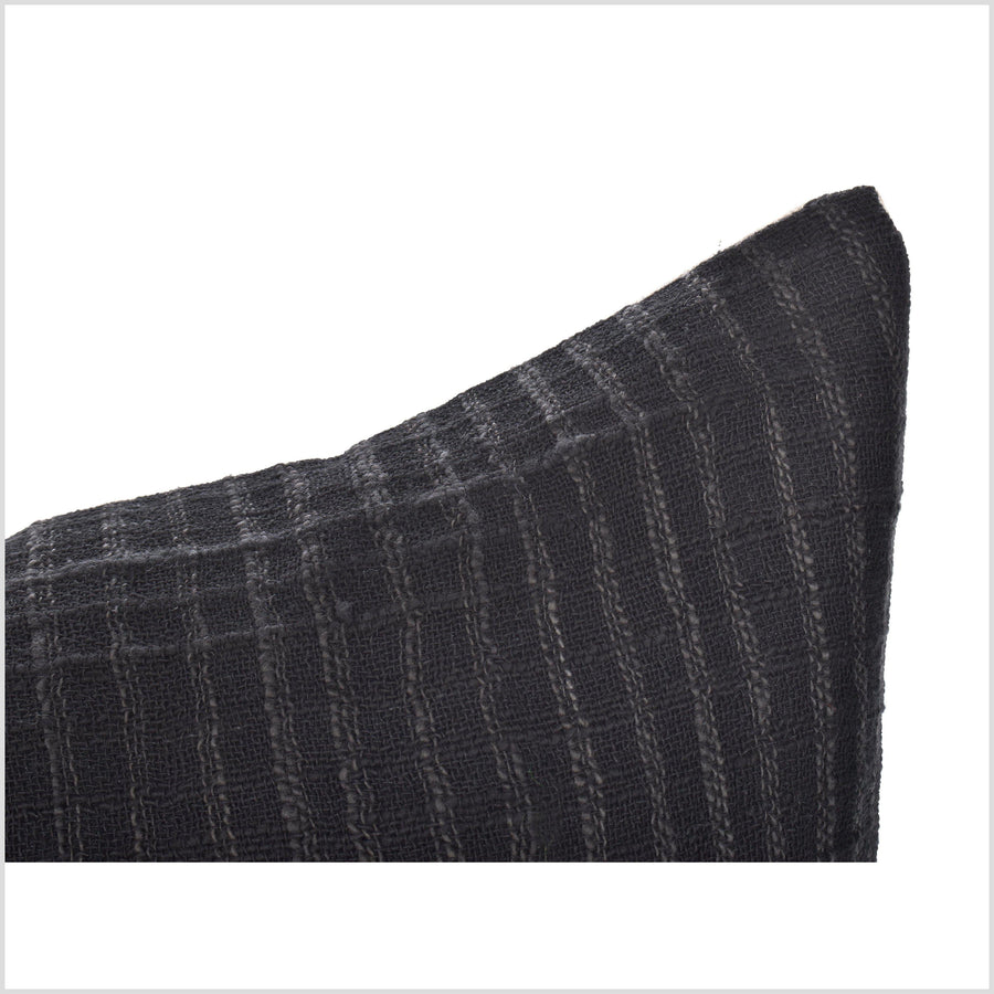 Hmong handwoven cotton pillowcase, 21 in. square cushion, bohemian style, neutral black woven pattern pillow, farmhouse decor LL23