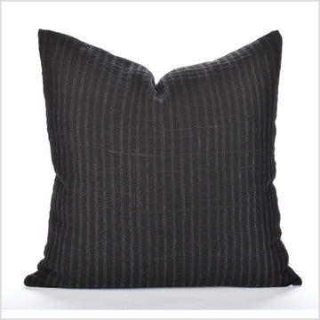 Hmong handwoven cotton pillowcase, 21 in. square cushion, bohemian style, neutral black woven pattern pillow, farmhouse decor LL23