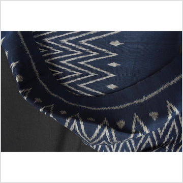 Ikat tribal tapestry, ethnic dark indigo blue runner, Laos Tai Lue boho home decor, handwoven cotton skirt sarong Asian fabric OB5