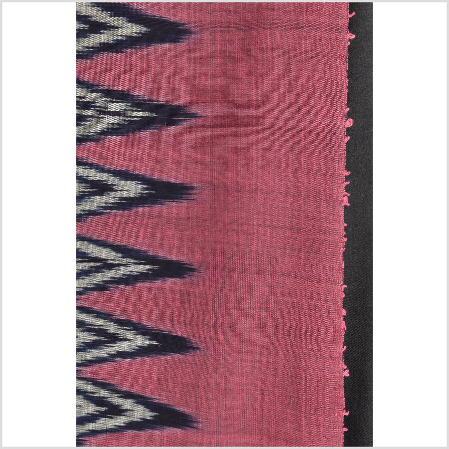 Ikat tribal tapestry natural dye ethnic indigo blue gray pink/blushLaos boho home decor handwoven cotton skirt sarong Asian fabric KK22