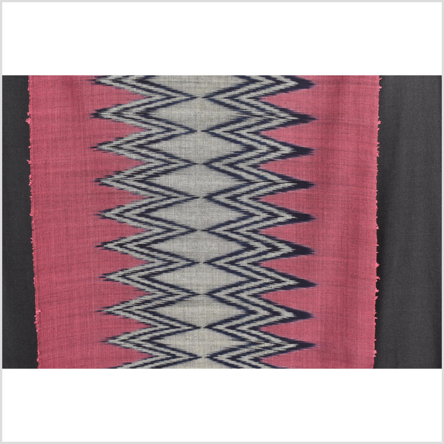 Ikat tribal tapestry natural dye ethnic indigo blue gray pink/blushLaos boho home decor handwoven cotton skirt sarong Asian fabric KK22