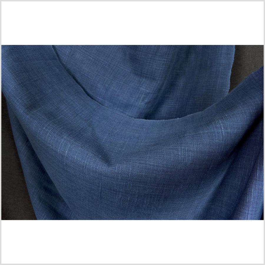 Indigo blue textured handwoven cotton fabric, medium-weight, great hand-feel, Thailand sewing craft, fabric per yard PHA268