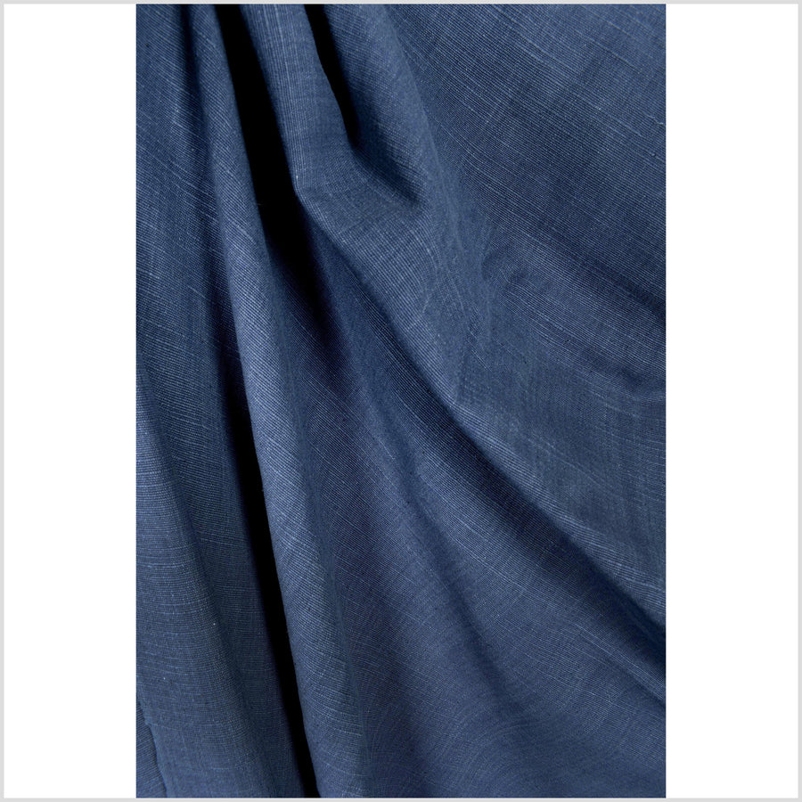 Indigo blue textured handwoven cotton fabric, medium-weight, great hand-feel, Thailand sewing craft, fabric per yard PHA268