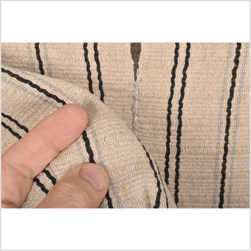Karen ethnic hemp Hmong fabric handwoven neutral beige black gray tribal textile boho cloth hand stitching unbleached KL76
