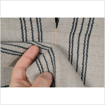 Karen ethnic hemp Hmong fabric handwoven neutral gray black tribal textile boho cloth hand stitching unbleached KL24