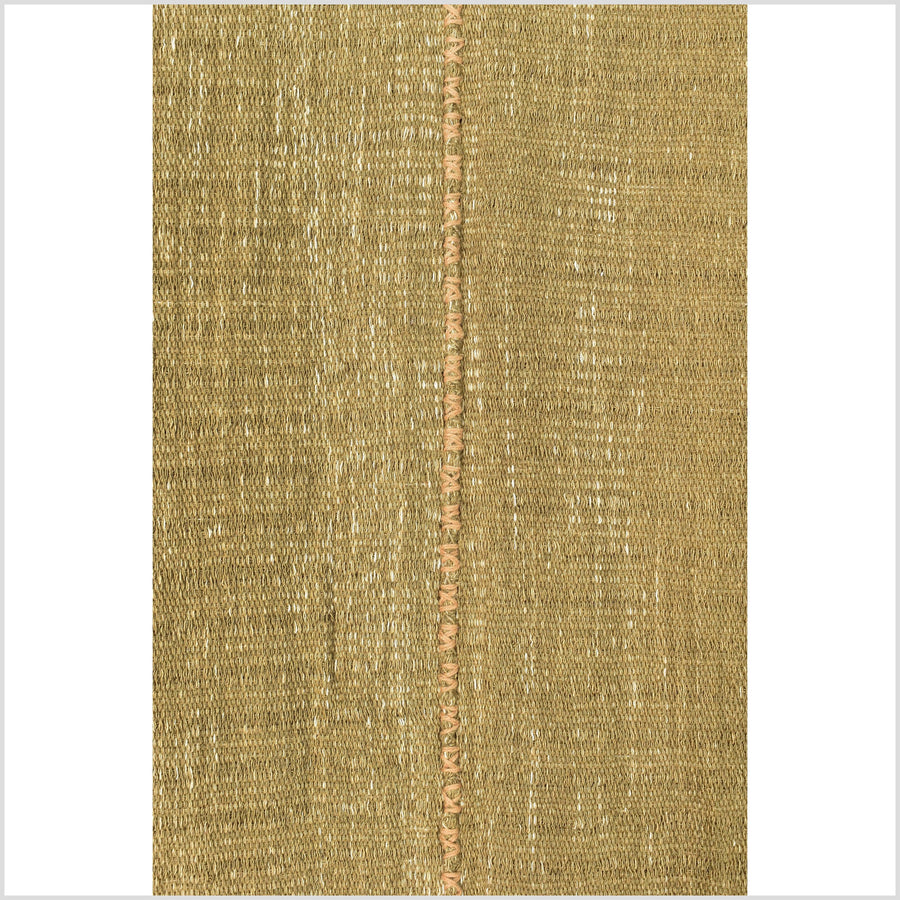 Khaki olive brown-green, handwoven Hmong tribal runner, textured ethnic hill tribe fabric, boho minimalist home decor table textile RN36