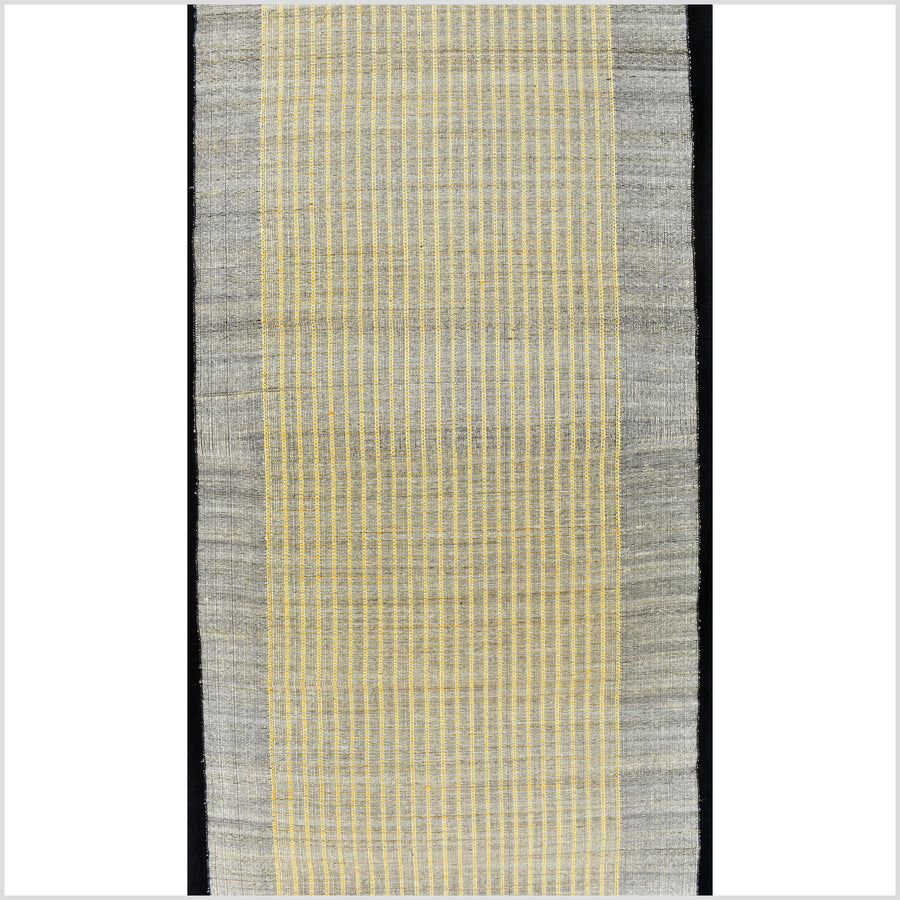 Knock-out handwoven gray gold black 100% raw silk table runner, Laos tapestry textile, rustic natural dye boho ethnic wall art decor RB95