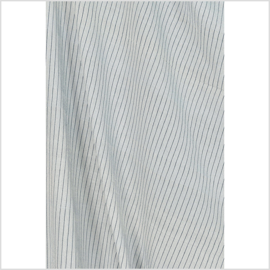 Light gray handwoven cotton with woven blue warp/vertical pinstripes ...