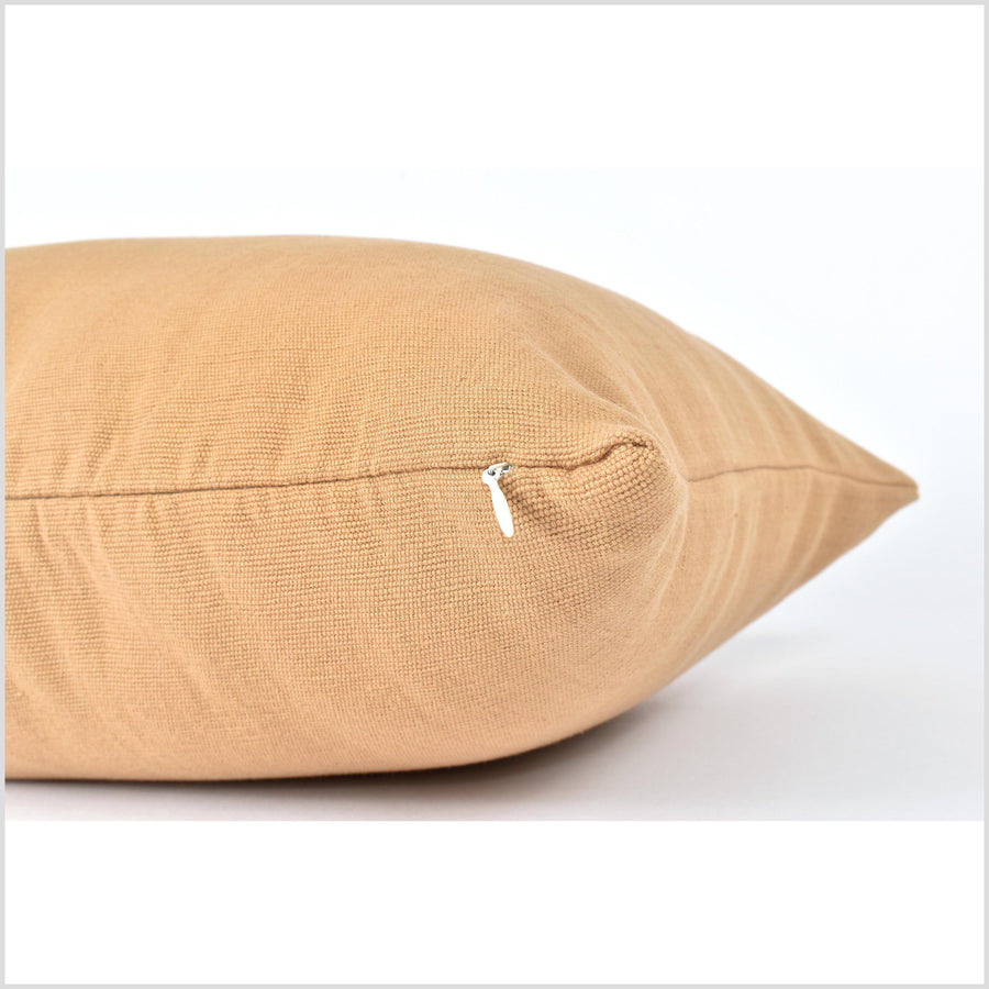 Long cotton rectangle pillow case 14 x 36 inch lumbar cushion cover in beautiful solid golden ochre tan hue, double sided PP35