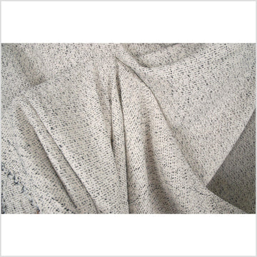 Loose weave cotton muslin fabric, medium-weight cream, off-white color with horizontal black irregular contrast stitching, per yard PHA26