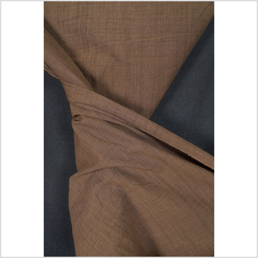 Lovely handwoven light-medium weight variegated brown fabric, natural organic color, light texture, linen hand feel, elegant PHA181
