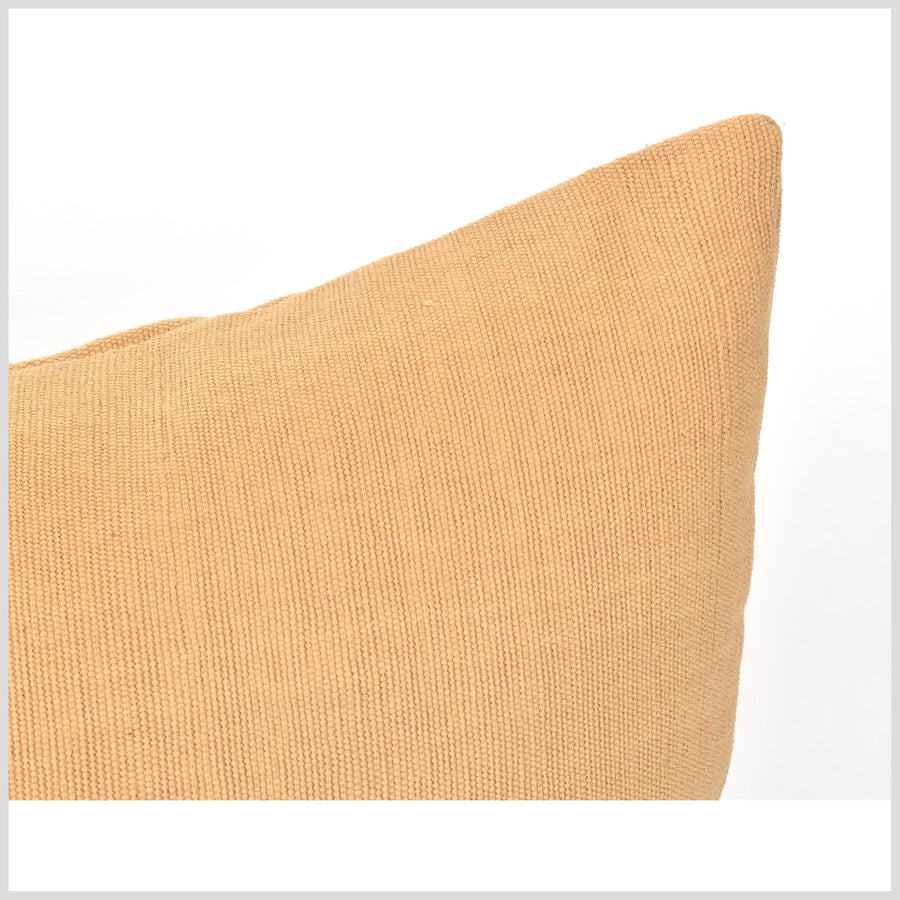 Lumbar cotton pillow case 14 x 22 inch rectangle cushion cover in beautiful solid golden ochre tan hue, double sided PP26