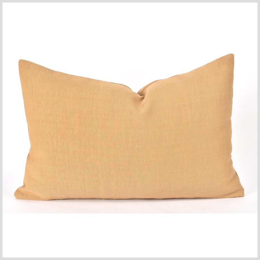 Lumbar cotton pillow case 14 x 22 inch rectangle cushion cover in beautiful solid golden ochre tan hue, double sided PP26