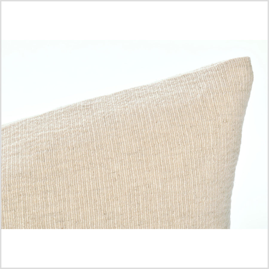 Lumbar linen hemp pillow case 14 x 22 inch rectangle cushion cover in neutral beige natural color, double sided PP90