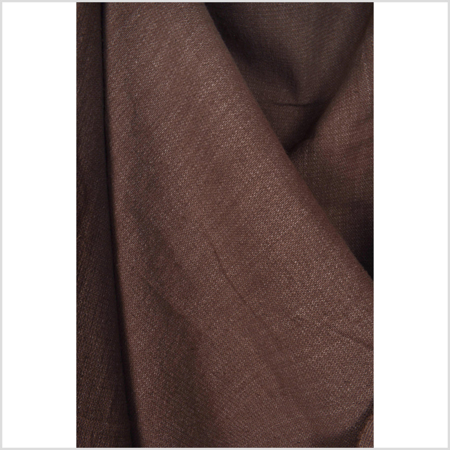 Milk chocolate brown, thick yarn, loose woven heavy-weight, textured cotton fabric PHA58