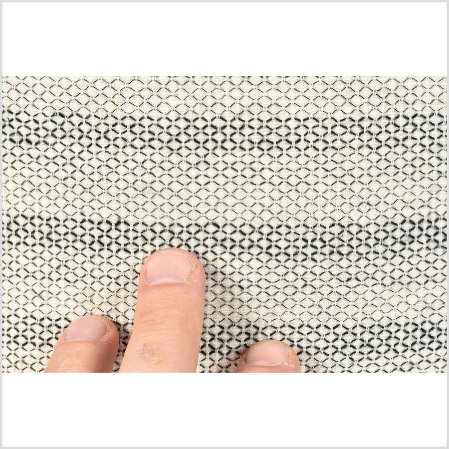 Modern boho cotton pillowcase, square or lumbar, black off-white gray geometric stripe pattern, double-sided cushion, choose size shape QQ77