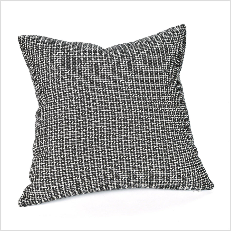 Modern boho cotton pillowcase, square or lumbar, black white gray geometric pattern, double-sided cushion, choose size shape QQ60