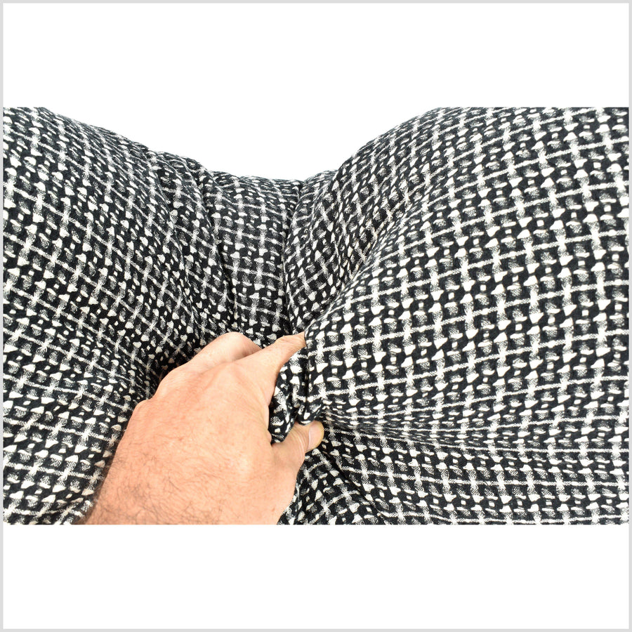 Modern boho cotton pillowcase, square or lumbar, black white gray geometric pattern, double-sided cushion, choose size shape QQ60