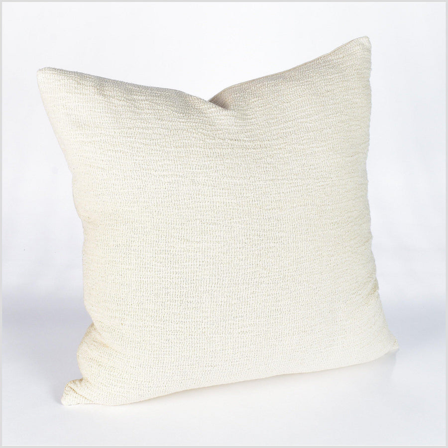 Modern boho textured cotton pillowcase, square or lumbar, funky woven neutral ivory off-white throw cushion QQ47