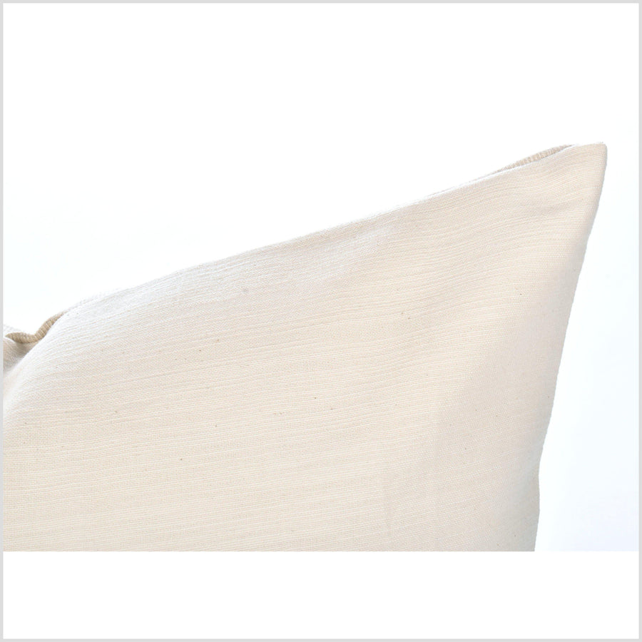 Modern farmhouse decor, handwoven cotton pillowcase, 21 in. square cushion, bohemian style, neutral ivory off-white solid color pillow, organic dye LL24