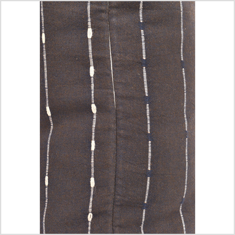 Modern long cotton 36 inch lumbar pillowcase in beautiful handwoven dark brown beige indigo stripe cotton, double-sided, PP31