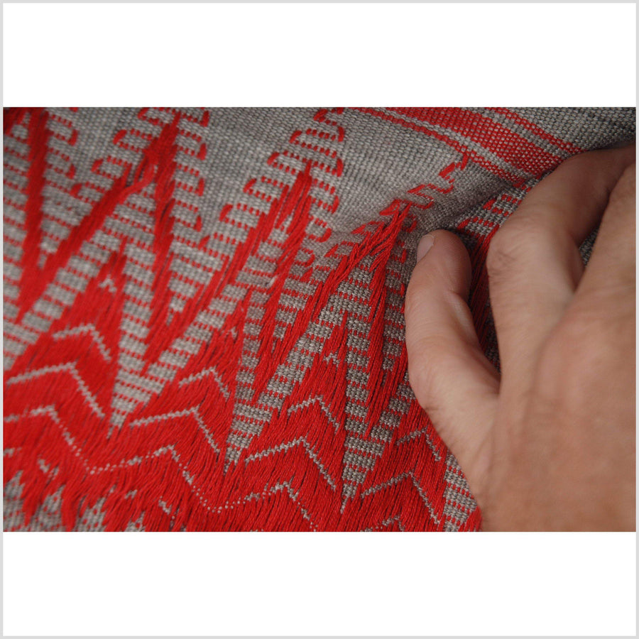 Naga blanket handwoven cotton bed throw stripe boho fabric tapestry India textile runner red gray geometric tribal home decor ethnic 1 DS75