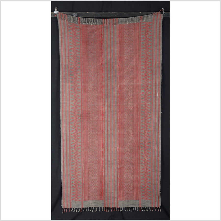 Naga blanket handwoven cotton bed throw stripe boho fabric tapestry India textile runner red gray geometric tribal home decor ethnic 1 DS75